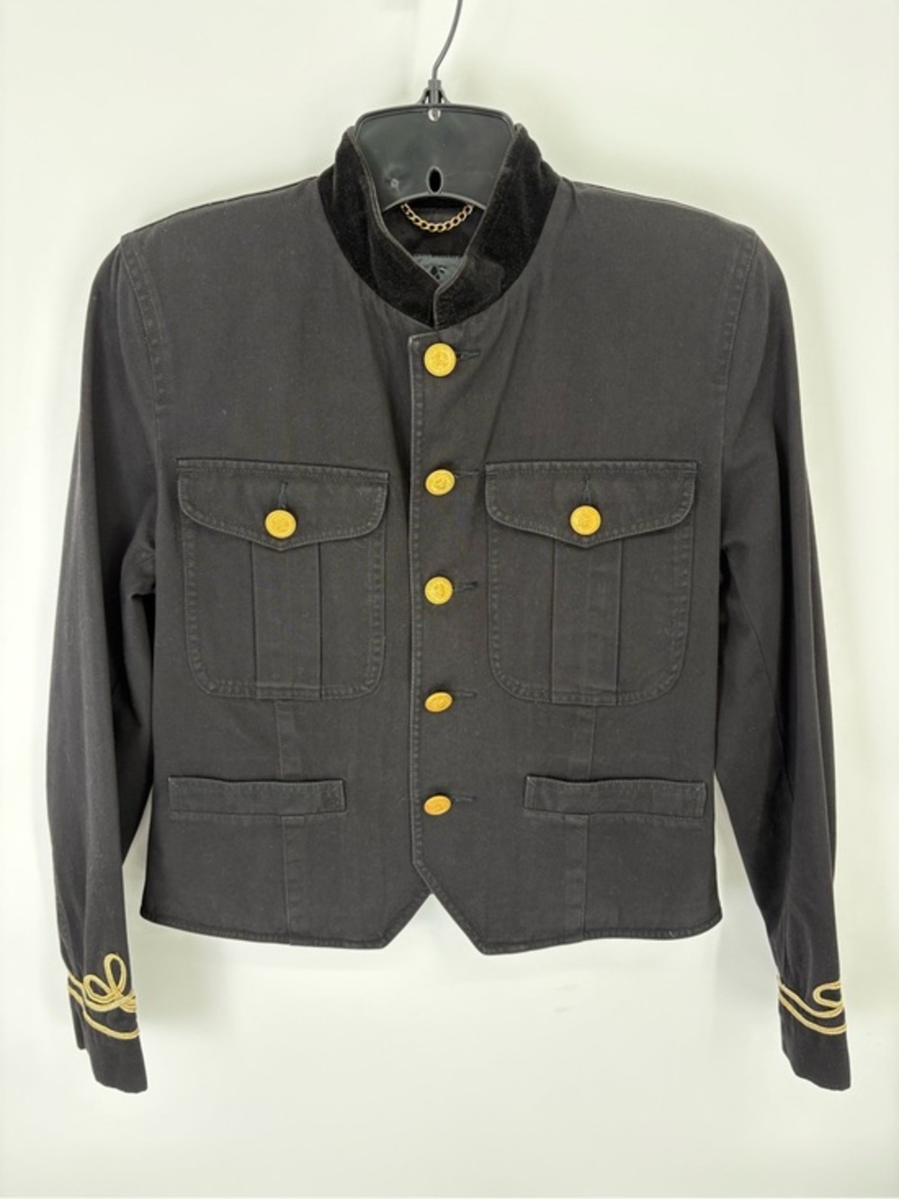 🪁 Lizwear Ali’s Claiborne vintage Black Military-Inspired Blazer w Gold Buttons
